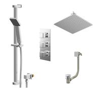 Wholesale Domestic Cubix Polished Concealed Triple Thermostatic Shower Valve | Chrome | Stainless Steel | 400mm