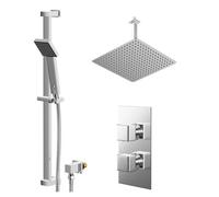Wholesale Domestic Cubix Polished Concealed Twin Thermostatic Shower Valve | Chrome | Stainless Steel | 400mm