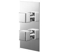 Wholesale Domestic Cubix Polished Concealed Twin Thermostatic Shower Valve with Diverter | Chrome | Brass | 120mm x 215mm x 47mm