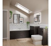 Wholesale Domestic Dean Straight Double Ended Bathroom Suite including Furniture Set with Minimalist Basin | Metallic Slate | ABS Polished Chrome | 1700mm x 750mm