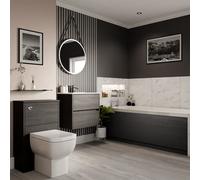 Wholesale Domestic Dean Straight Single Ended Bathroom Suite including Furniture Set with Minimalist Basin | Graphite Grey | ABS Polished Chrome | 1700mm x 750mm