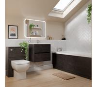 Wholesale Domestic Dean Straight Single Ended Bathroom Suite including Furniture Set with Minimalist Basin | Metallic Slate | ABS Polished Chrome | 1700mm x 700mm