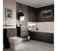 Wholesale Domestic Dean Straight Single Ended Bathroom Suite including Furniture Set with Minimalist Basin | Graphite Grey | ABS Polished Chrome | 1700mm x 700mm