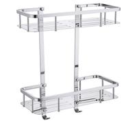 Wholesale Domestic Delos 2 Tier Wall Mounted Rectangular Basket | Chrome | Stainless Steel | 320mm x 390mm x 137mm