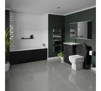 Wholesale Domestic Denton Slim Edge Straight Single Ended Bathroom Suite including Furniture Set with Polished Chrome Handles | Nero Oak | ABS Polished Chrome | 1700mm