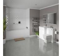 Wholesale Domestic Denton Slim Edge Straight Single Ended Bathroom Suite including Furniture Set with Polished Chrome Handles | Gloss White | ABS Polished Chrome | 1700mm