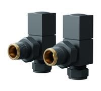 Wholesale Domestic Dias Square Angled Radiator Valves | Anthracite | Brass | 29mm x 77mm x 64mm