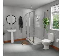 Wholesale Domestic Dixon White 560mm Basin and Sliding Door Shower Enclosure Bathroom Suite including Rectangular Tray | Chrome | 1200mm x 800mm