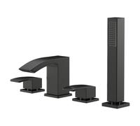 Wholesale Domestic Flow Colore Gunmetal 4 Hole Bath Shower Mixer Tap with Shower Handset | Gunmetal Grey | Brass | 349mm x 208mm x 158mm