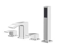 Wholesale Domestic Flow Polished 4 Hole Bath Shower Mixer Tap with Shower Handset | Chrome | Brass | 349mm x 208mm x 158mm