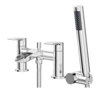 Wholesale Domestic Halo Polished Waterfall Bath Shower Mixer Tap with Shower Kit | Chrome | Metal | 215mm x 122mm x 113mm
