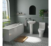 Wholesale Domestic Harrogate Basin and 1700mm Straight Single Ended Bathroom Suite including Taps and Wastes | White | 550mm