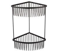 Wholesale Domestic Kea Colore 2 Tier Wall Mounted Large Corner Basket | Matt Black | Stainless Steel | 29mm x 380mm x 215mm