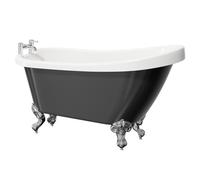 Wholesale Domestic Kensington Single Ended Freestanding Slipper Bath with Polished Chrome Claw Feet | Black | Metal/Plastic | 1550mm x 720mm
