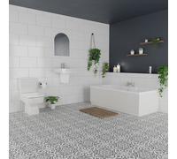 Wholesale Domestic Miller Basin and 1600mm x700mm Left Hand Straight Single Ended Bathroom Suite | White | ABS Polished Chrome | 520mm