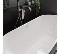 Wholesale Domestic Overflow Insert and Dome Waste Cover for Sharm Cairo and Luxor Freestanding Baths | White | Stainless Steel | 110mm x 30mm x 3mm