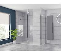 Wholesale Domestic Pacco 10mm Clear Glass Walk in Hinged Return Shower Screen | Polished Chrome | Glass/Aluminium | 2000mm x 300mm