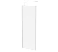 Wholesale Domestic Pacco 10mm Clear Glass Walk In Shower Screen including Wall Channel with End Profile and Support Bar | Polished Chrome | Glass/Aluminium | 2000mm x 900mm