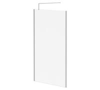 Wholesale Domestic Pacco 10mm Clear Glass Walk In Shower Screen including Wall Channel with End Profile and Support Bar | Polished Chrome | Glass/Aluminium | 2000mm x 1200mm