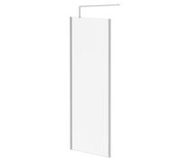Wholesale Domestic Pacco 10mm Clear Glass Walk In Shower Screen including Wall Channel with End Profile and Support Bar | Polished Chrome | Glass/Aluminium | 2000mm x 800mm