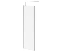 Wholesale Domestic Pacco 10mm Clear Glass Walk In Shower Screen including Wall Channel with End Profile and Support Bar | Polished Chrome | Glass/Aluminium | 2000mm x 700mm