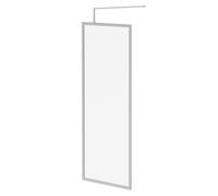 Wholesale Domestic Pacco 8mm Clear Glass Fully Framed Walk In Shower Screen including Wall Channel and Support Bar | Polished Chrome | Glass/Aluminium | 1850mm x 760mm