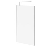 Wholesale Domestic Pacco 8mm Clear Glass Walk In Shower Screen including Wall Channel with End Profile and Support Bar | Polished Chrome | Glass/Aluminium | 1850mm x 1200mm