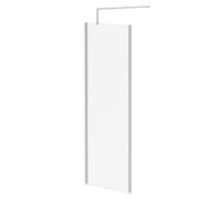 Wholesale Domestic Pacco 8mm Clear Glass Walk In Shower Screen including Wall Channel with End Profile and Support Bar | Polished Chrome | Glass/Aluminium | 1850mm x 700mm