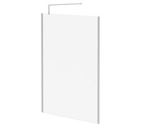 Wholesale Domestic Pacco 8mm Clear Glass Walk In Shower Screen including Wall Channel with End Profile and Support Bar | Polished Chrome | Glass/Aluminium | 1850mm x 1400mm