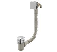 Wholesale Domestic Polished Square Free Flow Bath Filler with Push Waste and Overflow | Chrome | Brass | 70mm x 63.5mm x 25mm