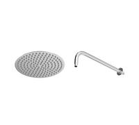 Wholesale Domestic Polished Thin Round Fixed Shower Head and Wall Arm | Chrome | Stainless Steel | 300mm