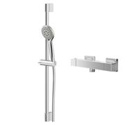 Wholesale Domestic Quattro Polished Thermostatic Bar Valve Mixer Shower with Avon Shower Slide Rail Kit | Chrome | Metal | 262mm x 675mm x 81mm