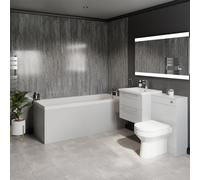 Wholesale Domestic Quinn Straight Single Ended Bathroom Suite including Furniture Set with Polished Chrome Handles | Gloss Grey Pearl | ABS Polished Chrome | 1800mm