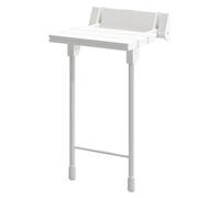 Wholesale Domestic Resin Wall Mounted Folding Shower Seat with Legs | White | Iron | 320mm x 540mm x 340mm