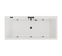 Wholesale Domestic Slim Edge 6 Jet Matt Black V-Tec Double Ended Whirlpool Bath | White | Acrylic | 1800mm x 800mm