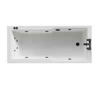 Wholesale Domestic Square 12 Jet Matt Black V-Tec Single Ended Whirlpool Bath | White | Acrylic | 1700mm x 750mm