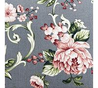 Wholesale Fabrics Cotton Fabric - Pink Roses Floral on Silver Grey - Craft Fabric Material Metre, 44'' Wide, (CP0924-SILVER)