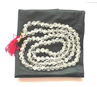 Wholesale Gem Shop CRYSTAL QUARTZ RARE HIMALAYAN ICE NIRVANA QUARTZ 8 MM 108 BEADS PRAYER JAPA MALA NECKLACE