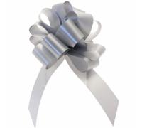 WHOLESALE Large 50mm Pull Bows Ribbon (Pack of 20) Christmas Weddings Gift Wrap (Silver)