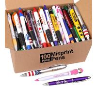 Wholesale Lot of 100 Misprint Pens Bulk, Assorted Ballpoint Pens Smooth Writing, Blue and Black ink Random Pens for Waitress Office School