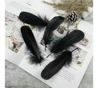 Wholesale Soft Goose Feather 13-18cm Natural Swan Plume for DIY Jewelry Creation Handicraft Accessories Wedding Party Decoration-Black-100Pcs