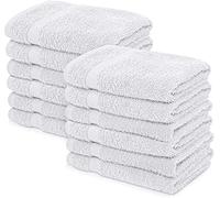 Wholesale Trade Dealz 12 X Face Cloth Flannels (30 x 30 cm-600GSM) 100% Egyptian Cotton Wash Cloths Quick Dry & Absorbent Towel Set for Gym,Spa,Golf (White, Cotton)