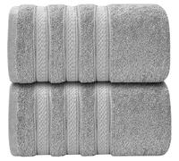 Wholesale Trade Dealz 2 X Extra Large Super Jumbo Bath Sheets (100 x 200 cm, 600-GSM) Big XXL Beach Towels 100% Egyptian Cotton Body Wrap Bath Towels (Silver)