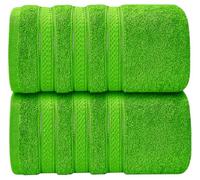 Wholesale Trade Dealz 2 X Extra Large Super Jumbo Bath Sheets (100 x 200 cm, 600-GSM) Big XXL Beach Towels 100% Egyptian Cotton Body Wrap Bath Towels (Lime Green)