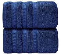 Wholesale Trade Dealz 2 X Extra Large Super Jumbo Bath Sheets (100 x 200 cm, 600-GSM) Big XXL Beach Towels 100% Egyptian Cotton Body Wrap Bath Towels (Navy)