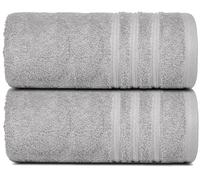 Wholesale Trade Dealz 2 X Premium Extra Large Jumbo Bath Sheets 100% Egyptian Cotton Soft 600GSM Beach Towel Super Absorbent Hotel Bathroom XXL Towel Set (Silver)