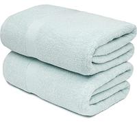 Wholesale Trade Dealz 2 X Super Jumbo Bath Sheets (100 x 200 cm) Primium 100% Egyptian Combed Cotton Extra Large Bath Sheet Towels XL Body Wrap Towel (Aqua, Cotton)