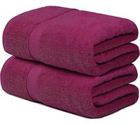 Wholesale Trade Dealz 2 X Super Jumbo Bath Sheets (100 x 200 cm) Primium 100% Egyptian Combed Cotton Extra Large Bath Sheet Towels XL Body Wrap Towel (Hot Pink, Cotton)