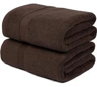 Wholesale Trade Dealz 2 X Super Jumbo Bath Sheets (100 x 200 cm) Primium 100% Egyptian Combed Cotton Extra Large Bath Sheet Towels XL Body Wrap Towel (Chocolate Brown, Cotton)