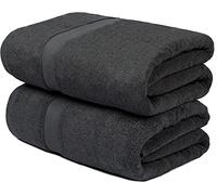 Wholesale Trade Dealz 2 X Super Jumbo Bath Sheets (100 x 200 cm) Primium 100% Egyptian Combed Cotton Extra Large Bath Sheet Towels XL Body Wrap Towel (Charcoal Grey, Cotton)
